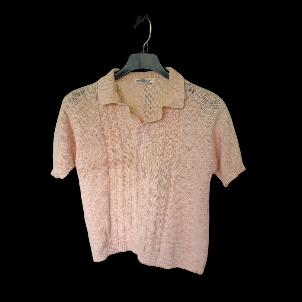 80's Billy Who? Peach Pink Ramie Cotton Knit Polo Shirt Short Sleeve Sz M